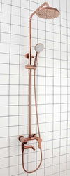 Rose Gold Brass Shower Set Wall Mounted Cold Hot Mixer Shower Faucet