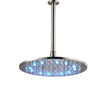 Round Shape LED Light Rainfall Type Shower Head with Brass Shower Arm
