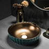 Nordic Bathroom Sink Green and Gold Round Oval Ceramic Washbasin