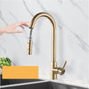 Smart Touch Kitchen Faucet Brushed Gold Poll Out Sensor Faucets