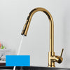 Smart Touch Kitchen Faucet Brushed Gold Poll Out Sensor Faucets