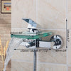 Solid Brass and Glass Waterfall Spout Mixer Tap with Handheld Shower