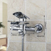 Solid Brass and Glass Waterfall Spout Mixer Tap with Handheld Shower