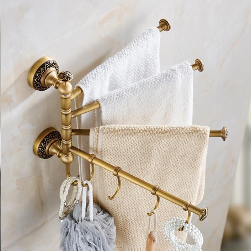 Solid Brass Coat Rack Free Adjustment Wall Mount Towel Hooks