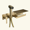 Solid Brass Portable Sprayer Toilet Bidet Set With Paper Holder Rack