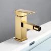 Solid Brass Square Basin Faucet Gold Single Lever Hot Cold Mixer Tap