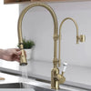Spring Pull-Down Kitchen Faucet Brass Dual Spout Hot Cold Mixer Tap