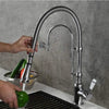 Spring Pull-Down Kitchen Faucet Brass Dual Spout Hot Cold Mixer Tap