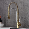 Spring Pull-Down Kitchen Faucet Brass Dual Spout Hot Cold Mixer Tap