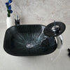Square Black Bathroom Sink Washbasin Bath Set Faucet Mixer Tap
