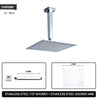 Stainless Steel Ceiling Mounted Shower Head Bathroom Square Top