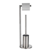 Stainless Steel Freestanding Bathroom Tissue Stand with Brush Holder