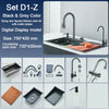 Stainless Steel Kitchen Sink with Faucet Digital Display Single Bowl