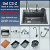 Stainless Steel Kitchen Sink with Faucet Digital Display Single Bowl