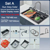 Stainless Steel Kitchen Sink with Faucet Digital Display Single Bowl