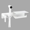 Stainless Steel Toilet Bidet Faucet With Cover Paper Holder in White