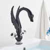 Swan Shape Bathroom Faucet Deck Mount Hot Cold Water Dual Handle Mixer