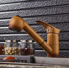 Swivel Pull-Out Kitchen Faucet Polished Brass Kitchen Sink Mixer Tap