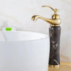 Tall Brass Jade Gold Bathroom Faucet Deck Hot Cold Basin Mixer Tap