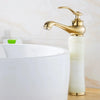 Tall Brass Jade Gold Bathroom Faucet Deck Hot Cold Basin Mixer Tap