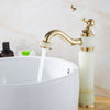 Tall Brass Jade Gold Bathroom Faucet Deck Hot Cold Basin Mixer Tap