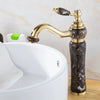 Tall Brass Jade Gold Bathroom Faucet Deck Hot Cold Basin Mixer Tap