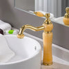 Tall Brass Jade Gold Bathroom Faucet Deck Hot Cold Basin Mixer Tap
