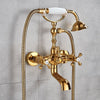 Telephone Style Golden Waterfall Bathtub Faucet Brass Bathroom Faucet