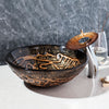Tempered Glass Bathroom Basin Sink with Waterfall Faucet Pop-Up Drain