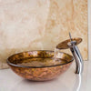 Tempered Glass Bathroom Basin Sink with Waterfall Faucet Pop-Up Drain