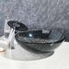 Tempered Glass Bathroom Basin Sink with Waterfall Faucet Pop-Up Drain