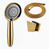 Three Function Gold Plated Solid Copper Luxury Bathroom Hand Shower