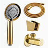 Three Function Gold Plated Solid Copper Luxury Bathroom Hand Shower