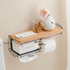 Toilet Paper Holder with Black Walnut Shelf for Bathroom Tissue Holder