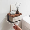 Toilet Paper Holder with Black Walnut Shelf for Bathroom Tissue Holder