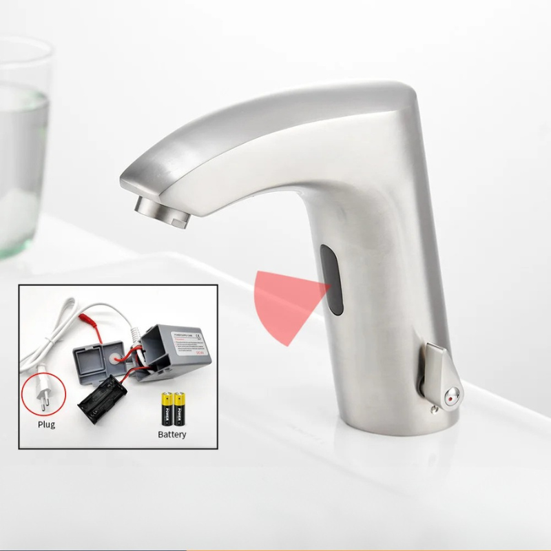 Touchless Basin Sensor Faucet Battery Power Bathroom Water Mixer Tap ...