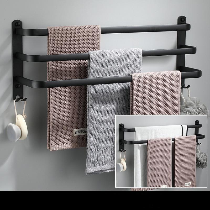 26-Inch Stainless Steel Towel Bar – Wall Mounted, Matte Black Finish, Rust-Resistant, For Bathroom, Kitchen & Porch