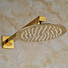 Ultrathin Stainless Steel Golden Colored Rainfall Type Shower Head with Wall Mount Shower Arm