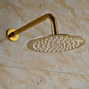 Ultrathin Stainless Steel Golden Colored Rainfall Type Shower Head with Wall Mount Shower Arm