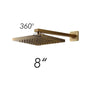 8 inch Antique Brass Round Square Shaped Rainfall Shower Faucet Set