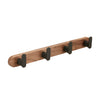 Walnut Wood Aluminum 3-5 Row Wall Hook Bathroom Hanging Towel Holder