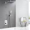 Thermostatic Bathroom Shower Faucet Brass Rainfall Bathtub Mixer Tap