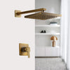 8 inch Antique Brass Round Square Shaped Rainfall Shower Faucet Set