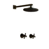 8 inch Antique Brass Round Square Shaped Rainfall Shower Faucet Set