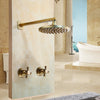 8 inch Antique Brass Round Square Shaped Rainfall Shower Faucet Set