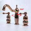 Brass Widespread Basin Faucet 3-Hole Hot Cold Bathroom Sink Mixer Tap