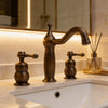 Brass Widespread Basin Faucet 3-Hole Hot Cold Bathroom Sink Mixer Tap