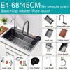 Multifunction Black Kitchen Sink Waterfall Faucet Large Wash Basin