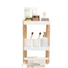 Double Wall Mounted Wood and Aluminum Bathroom Shelves Storage Rack