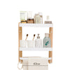 Double Wall Mounted Wood and Aluminum Bathroom Shelves Storage Rack